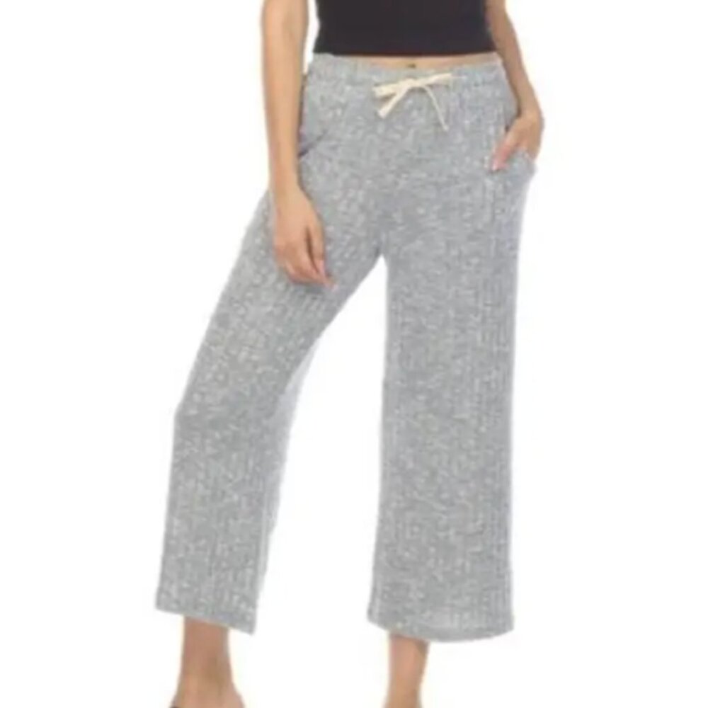 NWT Johnny Was Calme by Cozy Crop Gray Wide Leg Pants Boho Chic O64421 Small